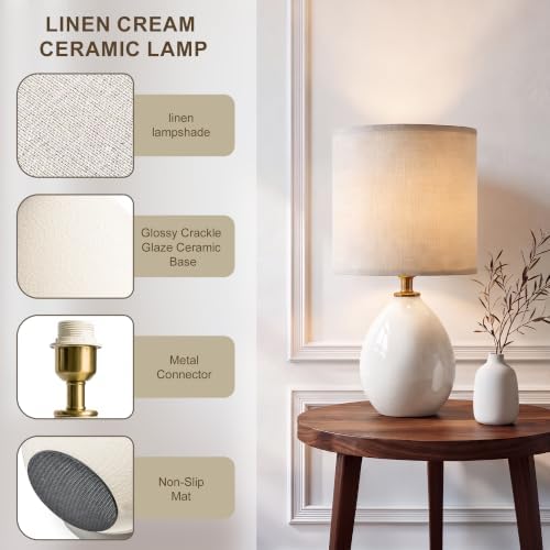 Dawnwake 17.7" Ceramic Table Lamps Set of 2 for Living Room Bedroom, White - Image 5