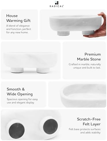 Radicaln Marble Oval Bowl with Stand 10" Decorative Bowl for Table Decor - Image 5