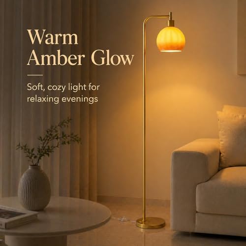 67" Soft Glow Art Deco Glass Floor Lamp Includes E26 Bulb - Image 2