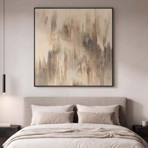 Extra Large Framed Neutral Abstract Wall Art for Living Room Decor, 48x48 - Image 4