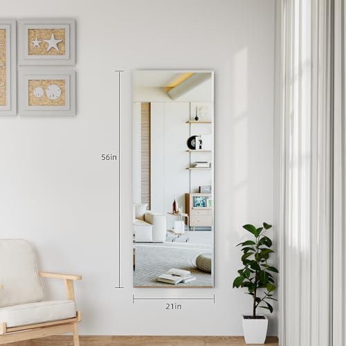56"x21" Frameless Full Length Wall Mirrors,Rectangular Mirror Full Length Wall Mounted,Tall Full Body Mirrors with Beveled,Suitable for Living Rooms and Bedrooms - Image 3