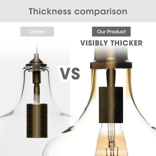 INK+IVY Auburn Pendant Kitchen Lighting for Dining Room, Industrial Lights, Hand-blown Glass Bell Shaped Pendant Light for Kitchen Island, Foyer, Bedroom, 9" Dia x 95.5" H, Bronze/Clear - Image 6