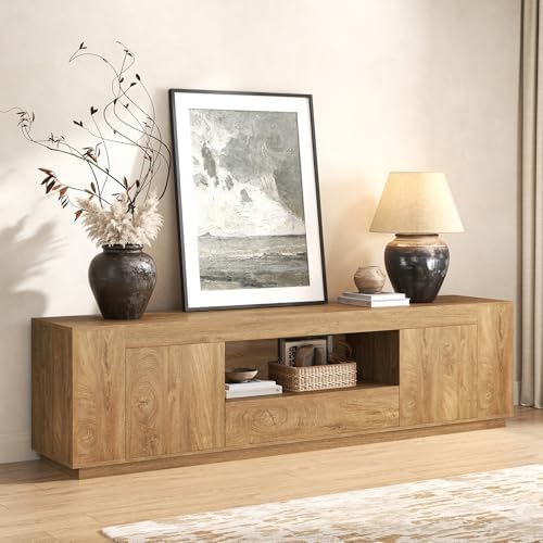 Epecoya Farmhouse TV Stands for Living Room 78.7-Inch, Natural Oak Brown by YourCozyUpgradeAwaits