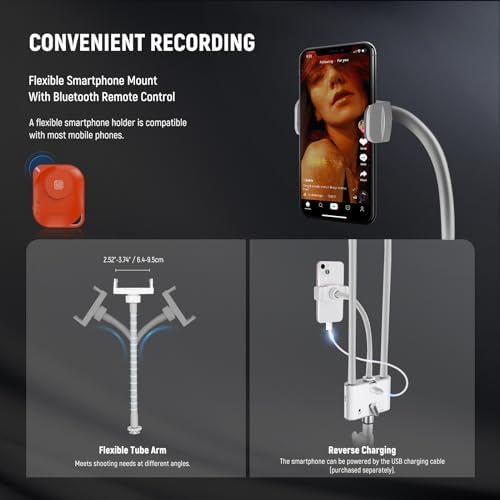 NEEWER RGB Esthetician Light Kit Upgraded with Phone APP Control/Touch Bar, Separate Control Dual Arm LED Video Light w Phone Holder/Stand/Travel Bag, 2500K-10000K 18 Scenes for Tattoo Lash, BH40C - Image 7