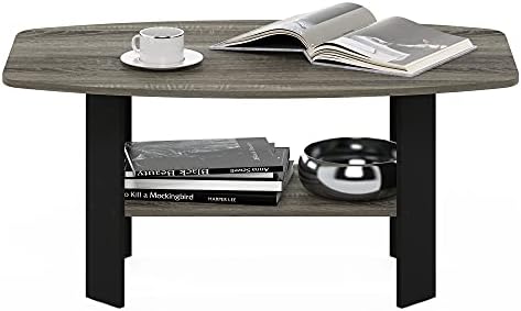 Furinno Simple Design Coffee Table, French Oak Grey/Black - Image 4