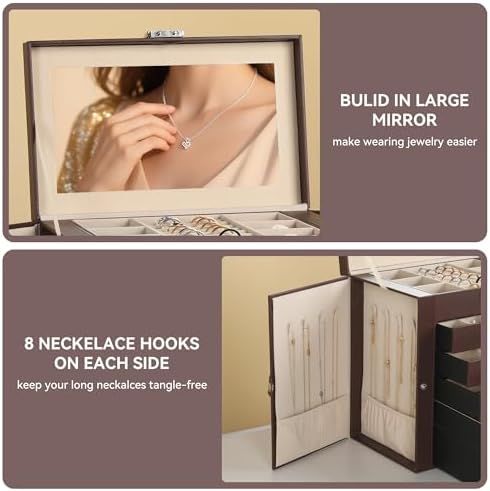 Frebeauty 6-Layer Jewelry Box for Women,Large Jewelry Organizer with Drawer - Image 5
