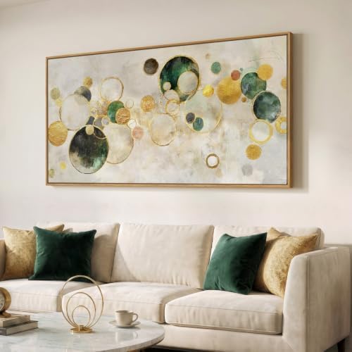 Large Framed Gold Abstract Wall Art for Living Room, Horizontal 30x60 In by Cuspin