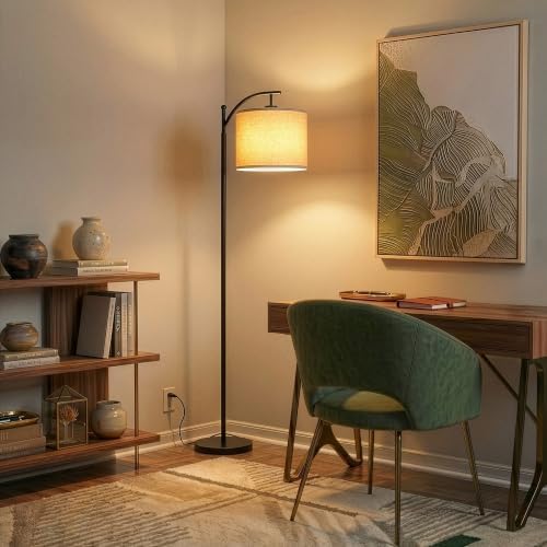 Brightech Montage LED Floor Lamp – Modern Floor Light for Living Rooms & Office, with Arc Hanging Shade – Standing Lamp for Bedroom Reading, Mid-Century Pole Lamp for Farmhouse Style - Black - Image 6