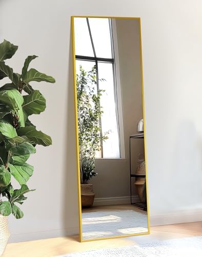 TRAHOME Full Length Floor Mirror 56"x15", Large Standing Body Mirror, Gold by TRAHOME