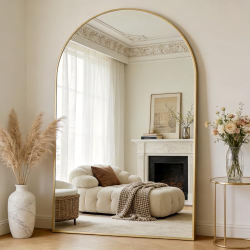 Dewfig Arched Full Length Mirror, 90"x46" Large Floor Mirror, Gold by YourSpacePerfectlyReflected