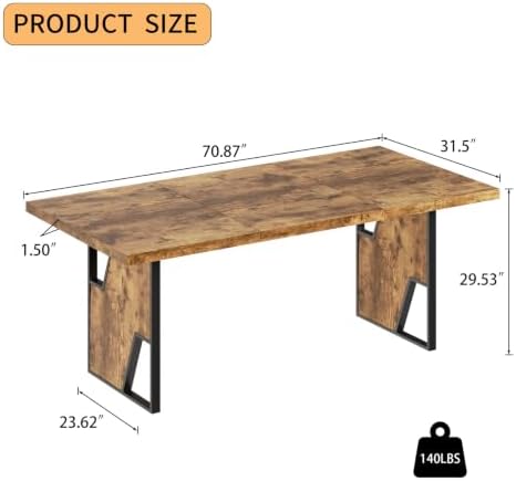 HIPIHOM 70.8" Modern Dining Table, Wooden Kitchen Table for 4-6 Person - Image 3
