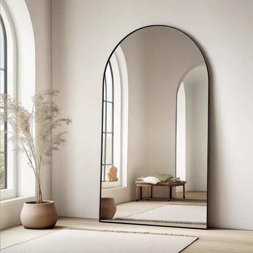 Dewfig Arched Full Length Mirror, 76"x34" Large Floor Mirror, Black - Image 2