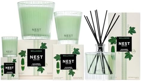 NEST New York Reed Diffuser, Cucumber & White Sage - The Wellness Collection - 5.9 fl oz - Fragrance for Up to 90 Days - Reusable, Refillable Glass Holder - Includes 8 All-Natural Reed Sticks - Image 5