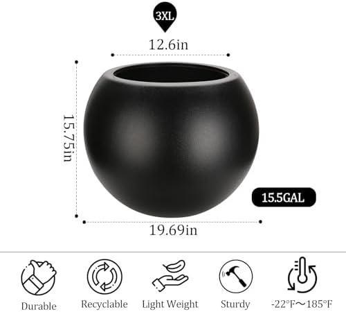 Large Round Planter,Planters for Indoor Plants & Outdoor,Durable Plastic Material Sphere Planter with Drainage Hole & Rubber Plug Weather Resistant,Plant Pot - Image 2
