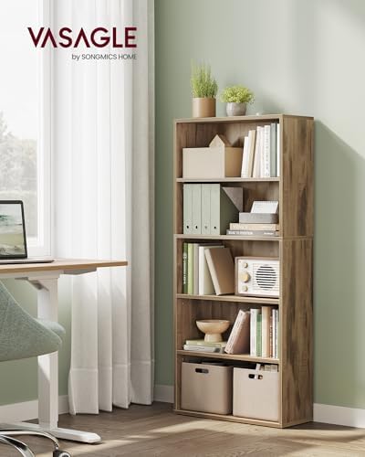 VASAGLE 5-Tier Bookshelf, Storage Organizer, 23.6 x 9.4 x 52.8 Inches - Image 2