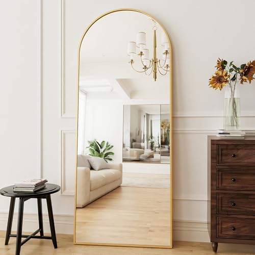Full Length Mirror, 71"x26" Arched Standing Mirror Full Length (Gold) - Image 5