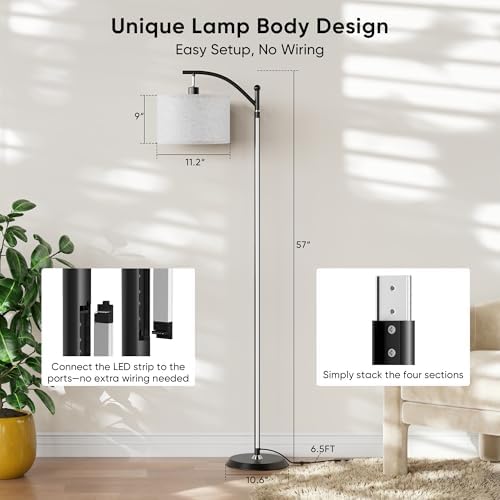 Smart LED RGBCW Corner Lamp with Linen Lampshade Compatible with Alexa, Color Changing Standing Lamp with 16 Million DIY Colors, Music Sync, Tall lamp for Living Bedroom Room,APP/Voice/Remote Control - Image 7