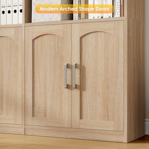 FACBOTALL Bookshelf and Bookcase with Doors, Double Wide Large Bookshelves - Image 6