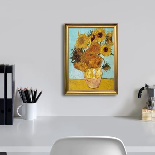 Wieco Art Framed Wall Art Canvas Prints of Sunflower by Vincent Van Gogh Paintings Reproduction Abstract Wall Decorations for Living Room Bronze Gold Frame - Image 3