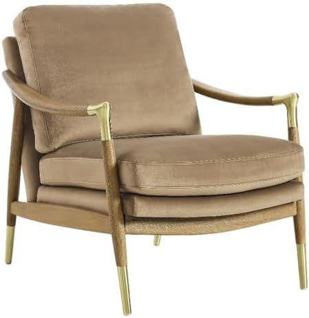 Modway Langford Stain-Resistant Performance Velvet Armchair – Mid Century Modern Velvet Chair with Wood Frame – Upholstered Accent Chair for Living Room or Bedroom by Modway
