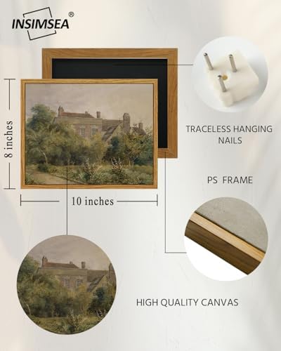 InSimSea Framed Canvas Wall Art Vintage Decor, Home Decor Classical Scenery Watercolor Painting Canvas Prints Wall Decorations for Living Room Home Farmhouse Bathroom Decor, 8"x10" - Image 4