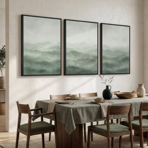 Large Framed Green Abstract Wall Art for Living Room, 3 Piece Set 24x36 In - Image 2