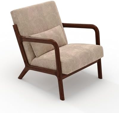 Garvee Mid Century Accent Chair, Upholstered Armchair with Lumbar Pillow - Image 7