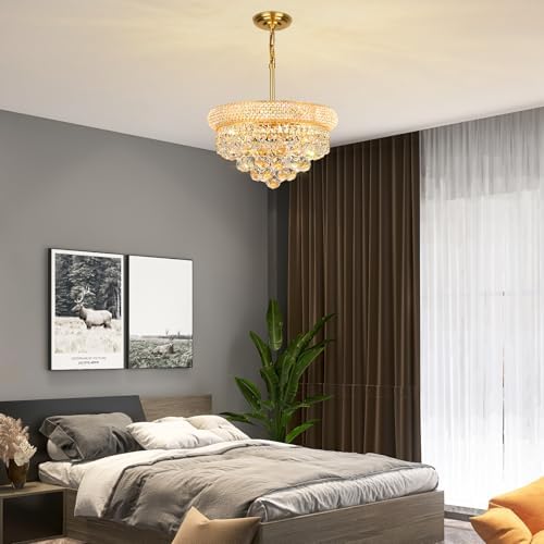 Gold Crystal Chandeliers for Dining Room，4-Lights D15 Inch - Image 6