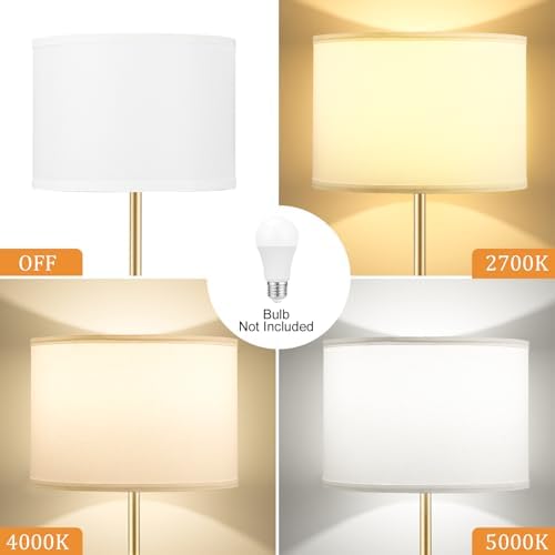 Ambimall 60'' Modern Floor Lamp with Shade, Tall Lamps for Living Room, Bedroom, Office, Dining Room, Gold & Black Lamp Pole(Without Bulb) - Image 4