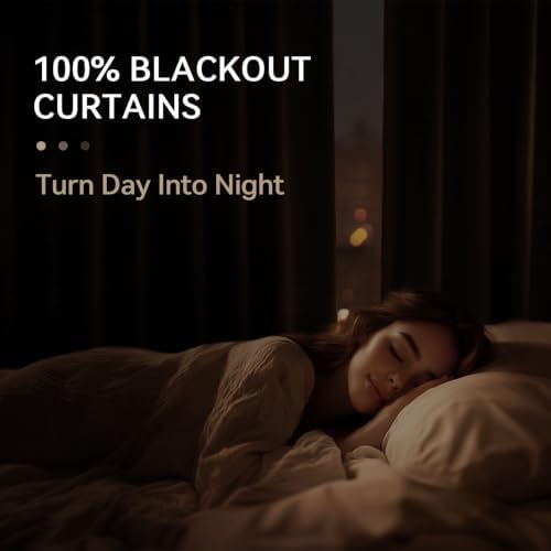 Faux Linen Total Blackout Curtains for Bedroom 102 Inches Long, Plaza Taupe - Image 2