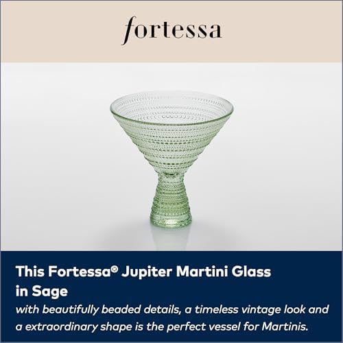 Fortessa Jupiter Beaded Hobnail Glass, 11.5 Ounce Martini (Set of 4), Sage Green - Image 3
