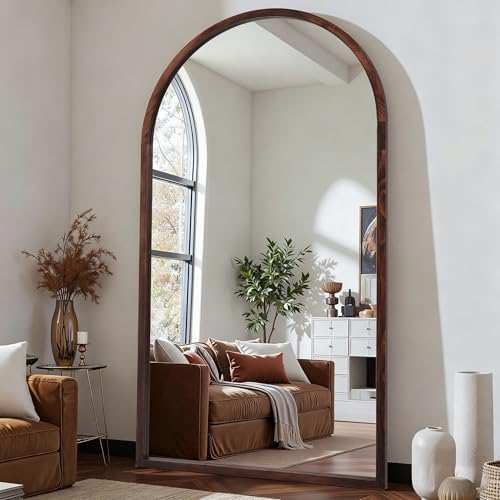 Suidia Full Length Mirror, Oversized Floor Mirror with Solid Wood Frame, Large Standing Mirror for Bedroom Living Room, Wood Antique Style, Dark Walnut, 82" L x 44" W - Image 4