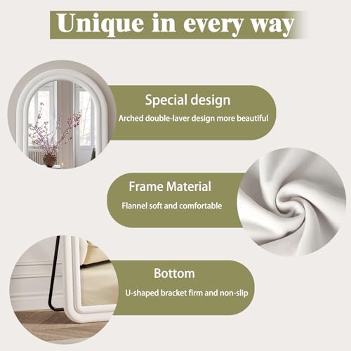 Koonmi 56"x24" Arched Full Length Mirror, Floor Mirror with Stand - Image 4