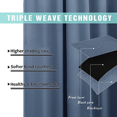 NICETOWN Room Warming Curtains, 100% Sun Blocking Curtains, Sound Proof Drapes with Black Backing, Full Light Blocking Panels for Patio Sliding Door (Stone Blue, 1 Pair, 52 inches x 108 inches) - Image 6