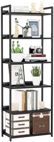 NUMENN Bookshelf, 6 Tier Freestanding Shelving Unit, Black by NUMENN
