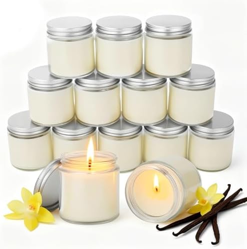 24 PCS 4oz White Soy Wax Candles, Classic Vanilla Scented Candle Gift Set | Warm & Cozy Bulk Favors for Weddings, Housewarming, Holiday Parties | Relaxing Home Fragrance. by Trxvxo