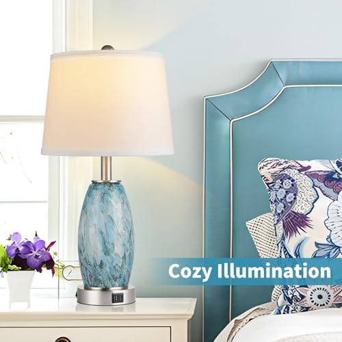 Lovlast 23.5" Coastal Modern Glass Table Lamp for Living Room Bedroom - Image 6
