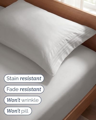 Twin Size 3 Piece Sheet Set - Breathable & Cooling Sheets - French Grey - Image 5