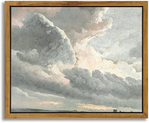 InSimSea Framed Canvas Wall Art, Vintage Decor with Clouds and Sunset Classical Paintings, Farmhouse Wall Art for Office, Home, Bedroom, Bathroom - 8x10 by InSimSeaArt