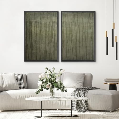 SIGNWIN Framed Wall Art Print Set Muted Green Abstract Forest Photography Modern Art Rustic Relax/Calm Multicolor for Living Room, Bedroom, Office - 24"" x36 x2 BLACK - Image 4