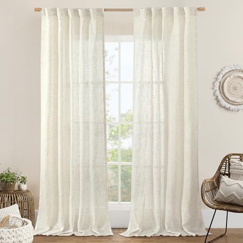 LAMIT Light Filtering Linen Curtains 84 inches Long for Bedroom 2 Panels by LAMIT