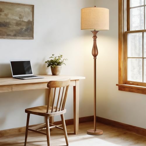 AHDWDW Floor Lamp for Living Room Bedroom,Mid-Century Modern Floor Lamp with Fabric Shade,Farmhouse Boho Floor Lamps with Remote,Dimmable & Adjustable Color Temperature Standing Tall Lamp for Corner - Image 6