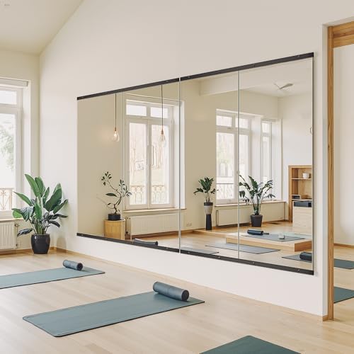 Home Gym Mirror for Wall, 56x28x2PCS Frameless Full Length Mirror, Black - Image 4