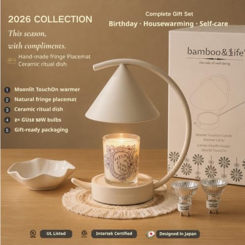 Japandi Moon Arc Candle & Wax Warmer Lamp, Tsukimi Inspired - Image 2