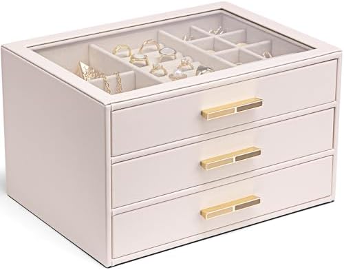 VLANDO Jewelry Box Organizer, 7-Layer Storage Drawers, Glass Window, Modern by VLANDO