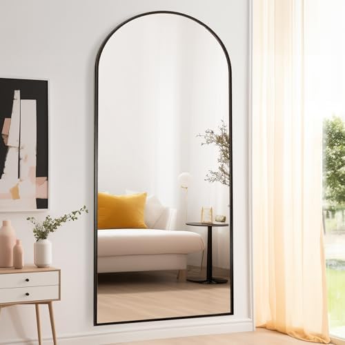 Full Length Mirror, 78"x38" Arched Floor Length Mirror with Stand, Black Body Mirrors Hanging or Leaning, Wall Mirrors Freestanding with Aluminum Frame for Living Room, Bedroom - Image 3
