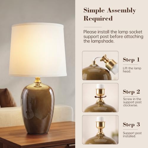 Dawnwake 19.1" Ceramic Table Lamps Set of 2 for Bedroom Living Room,Coffee - Image 3