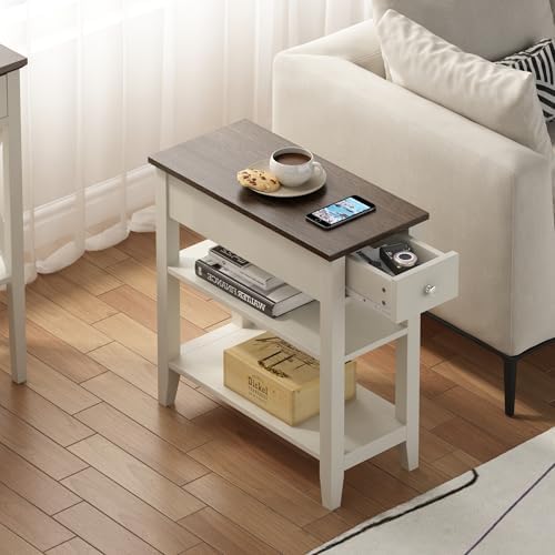 ChooChoo Side Table Set of 2 Living Room with Drawer and Shelf - Image 5