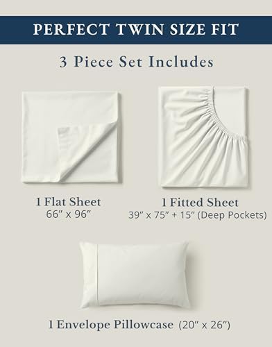 LANE LINEN Twin Sheet Set 100% Organic Cotton Percale Soft - Glacier Grey - Image 4