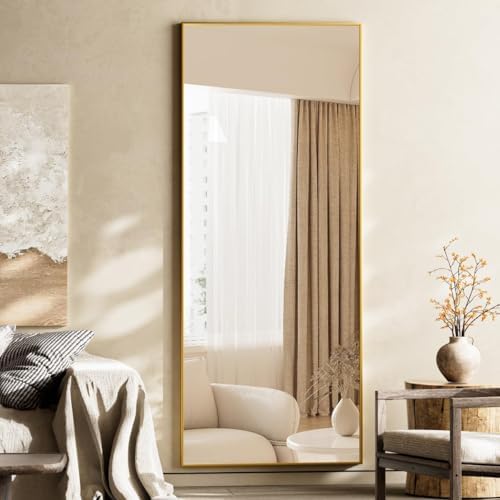 VooBang Mirror Full Length, 24" x 65" Floor Mirror with Stand Gold - Image 3